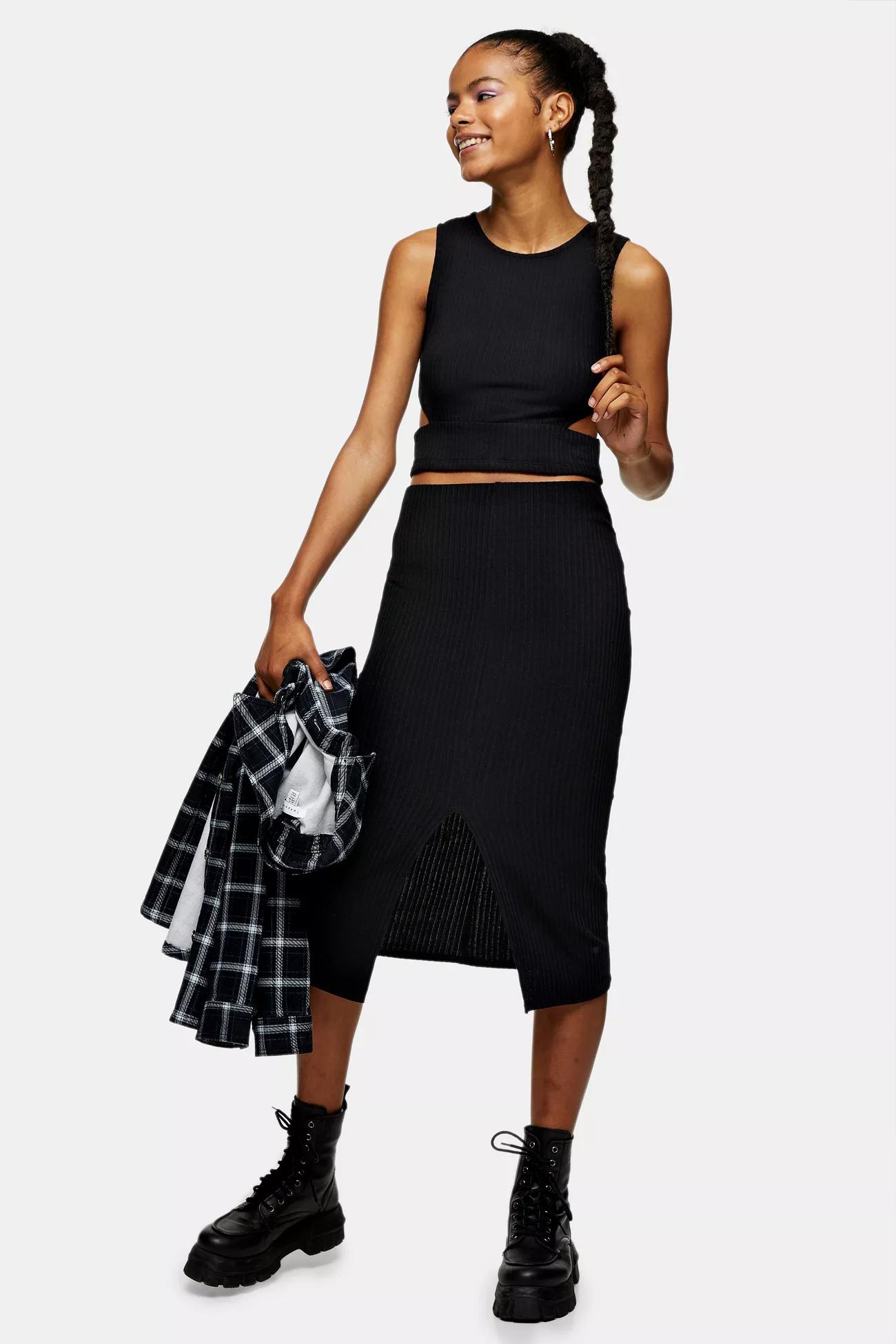 Classic Collection of Black Denim Skirt - Womens Intimates Fashion